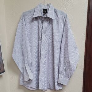 Jos. A. Bank White and Blue Micro-Check Button-Down Shirt